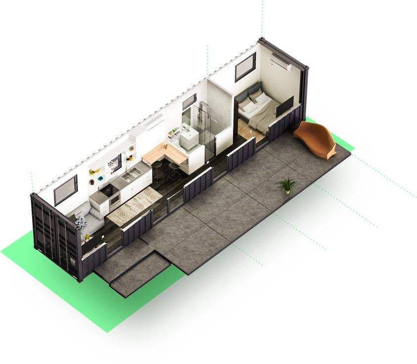 Casa contenedor movible prefabricada para villa, oficina, baño público, contenedor