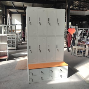 Armoire en métal Luoyang avec porte 6 8 9 et long <span class=keywords><strong>banc</strong></span> et armoire à <span class=keywords><strong>chaussures</strong></span> en acier avec siège - Product Image 1