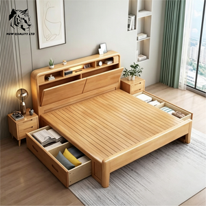 Lit queen size en bois, 1,5 m, nouveau design, éco-responsable, grand stock, logo personnalisé, meilleur prix, fourniture directe d'usine, mobilier de chambre à coucher. - Product Image 1