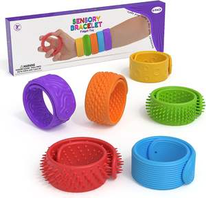 Pulseras Sensoriales de Silicona, Juguetes Antiestrés con Textura, Herramientas Calmantes para Niños con TDAH y Autismo, Paquete de 6 - Product Image 1