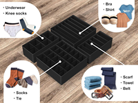 Organisateur de tiroir pliable double en tissu pour vêtements, sous-vêtements, chaussettes, séparateur de placard, salon - Vente en gros