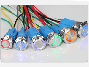 สวิตช์กดโลหะแบบมีสายสีดำขนาด 12 16 19 22 มม. พร้อมไฟ LED ล็อคตัวเองได้ - Product Image 4