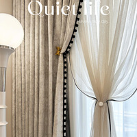 Cortinas de Chenilla Francesas Estilo Downton Abbey, Opacas, de Color Sólido, de Alta Gama, para Ventanas Octogonales/Alargadas