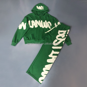 Felpa con cappuccio 100% in cotone con cerniera personalizzata del produttore con cappuccio e cuciture ricamate Set di pantaloni sportivi <span class=keywords><strong>eleganti</strong></span> taglie XS tuta con cappuccio - Product Image 2