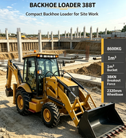Backhoe Loader SHANBO 388T Operasi Ganda, Bucket Muat 1 Meter Kubik, Peralatan Pemindahan Tanah Serbaguna