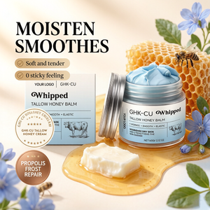 Crème hydratante anti-âge <span class=keywords><strong>pour</strong></span> le <span class=keywords><strong>visage</strong></span> et le corps au suif de bœuf, au miel et aux peptides de cuivre, marque privée, baume fouetté au suif GHK-CU, crème faciale - Product Image 1