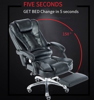 Fauteuil de Bureau Ergonomique en Cuir Pivotant, Idéal pour l'Ordinateur, le Télétravail, la Détente, et le Repos avec Fonction Massage et Repose-Pieds Intégré