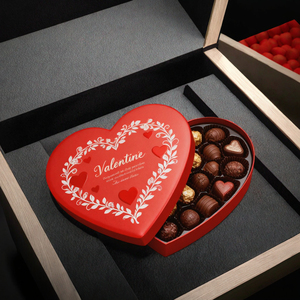 Sang Trọng Cao cấp Valentine Sô Cô La Truffle Cứng Nhắc Hộp Tùy Chỉnh Kích Thước Màu Đỏ Hình Trái Tim Bao Bì Cho Thực Phẩm Giấy Hình Trái Tim Hộp - Product Image 3