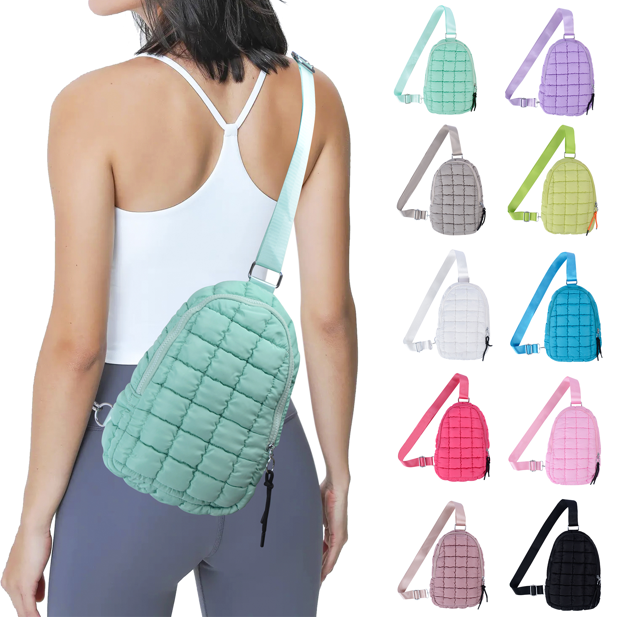 Colorful Ladies Padded Crossbody Chest Bag