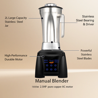 Lohas Commerciële Smoothie Blender van RVS met Geavanceerde Motortechnologie, Drankjescreatie Systeem voor Cafés en Restaurants