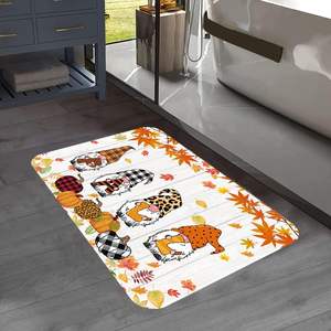 Automne citrouille Gnome Design 17x29 pouces tapis de salle de bain confortable absorbant l'eau Polyester TPR matériel Thanksgiving décor tapis - Product Image 2