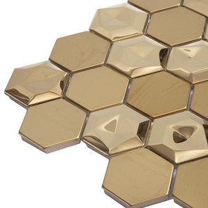 Decorazione moderna 24k bronzo <span class=keywords><strong>rame</strong></span> irregolare alluminio esagono dorato 3d metallo piastrelle in acciaio inossidabile mosaico - Product Image 4