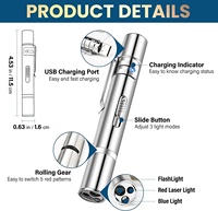 Jouet pointeur laser interactif rechargeable par USB pour chats et chiens, 5 motifs réglables, longue portée, 3 modes d'éclairage, télécommande