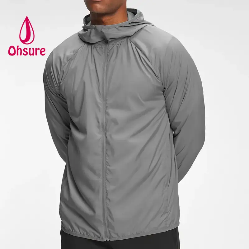 OEM hot Selling full zipper Lightweight Weather Resistant Wind Breaking Men Fitness Gym Running Jacket