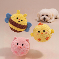 Nouvel Arrivage Jouet pour Chien : Petite Balle en Peluche à Picots Couineuse, Jouet à Mâcher pour Nettoyage des Dents, Anti-Stress, Balle Interactive Rebondissante à Libération Lente
