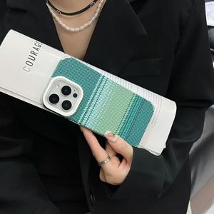 Aplicable para Apple 17 nuevo estilo de negocios fibra de carbono punteado rayado patrón de piel plateada cubierta completa Funda de teléfono a prueba de golpes - Product Image 5