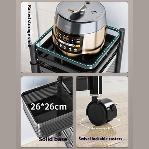 Estante de almacenamiento de Metal multifuncional para cocina, carrito de aperitivos giratorio de pie, cesta de frutas y verduras multicapa, vajilla - Product Image 4