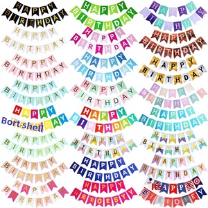 Guirlande suspendue <span class=keywords><strong>Joyeux</strong></span> <span class=keywords><strong>Anniversaire</strong></span> en papier doré à motif queue de poisson pour décoration de fête - Product Image 1