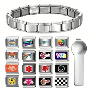 FLOWER SEVEN 7511 Italian Titanium Steel Combination DIY <b>Stretch</b> <b>Bracelet</b> Popular Trendy Fashion Charm Stainless Steel Jewelry - Product Image 3