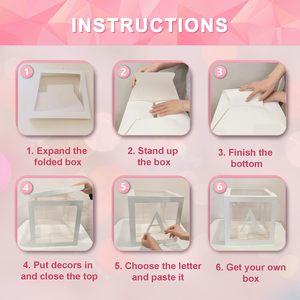 30cm Transparent Square Blank Balloon Box for Baby Shower Graduation Thanksgiving Blank Paper PVC Baby Box Block Backdrop Bridal - Product Image 6