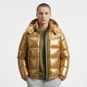 Veste d'hiver pour homme, tendance, courte, épaisse, à capuche, style bomber, brillante, en duvet, à prix avantageux - Product Image 4