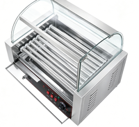 Machine à griller les saucisses XJD-7 professionnelle à 7 tubes en acier inoxydable avec étagère pour snack-bar