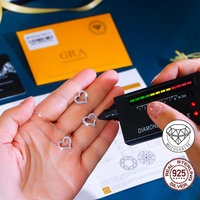 Ensemble de bijoux en argent sterling 925 avec pendentif cœur et boucles d'oreilles en moissanite couleur D VVS1, hypoallergénique, passe le test du diamant