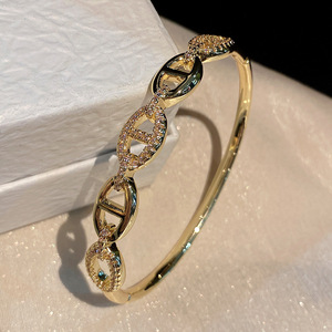 Pulsera de cristal con microincrustaciones de circonita en oro y plata, regalo de joyería de moda para mujer - Product Image 3