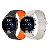 Bracelet de montre en silicone perforé bicolore à trois brins magnétiques de 18-22 mm de largeur pour GT5, S4 et Watch6