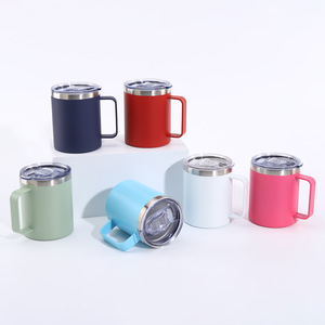 Tasses à café isothermes en acier inoxydable 304 à double paroi, personnalisables, 12oz et 14oz, avec poignée et couvercle coulissant – Vente chaude - Product Image 1