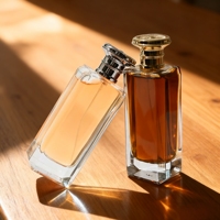 Luxueux flacon de parfum en verre carré de 100mm de haut conçu sur mesure avec une forme unique