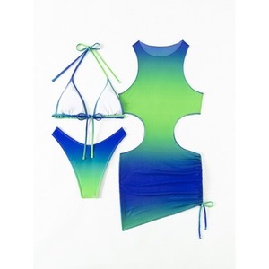 Women's three-piece swimsuit <b>bikini</b> <b>set</b> with tie-dye print, sexy mesh, pure and alluring style, casual and sophisticated. - Product Image 5