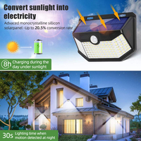 Lampe murale solaire LED étanche avec capteur, éclairage solaire extérieur pour la maison, lampes murales de sécurité solaires LED, lampes solaires à détecteur de mouvement pour l'extérieur