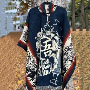 2024 Spring Sun Wukong Cloak Mexican Men Knitted Hoodie Poncho