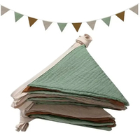 Guirlandes de fanions en tissu lavable pour la décoration de fête d'anniversaire, fanions triangulaires