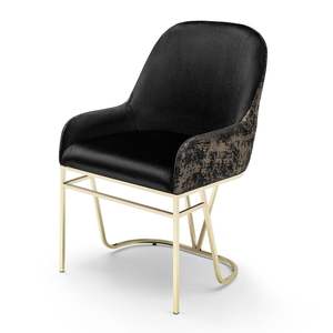 Silla de comedor moderna de terciopelo con patas de metal tapizadas para hotel, restaurante y hogar. - Product Image 1