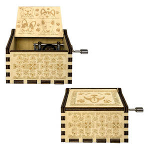 Toptan özelleştirilmiş Retro ahşap müzik kutuları birden temalı el krank DIY masa dekoratif el sanatları - Product Image 6