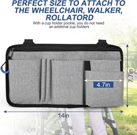 Op maat gemaakte rolstoelarmleuningtas met bekerhouder, krasbestendig, duurzaam rolstoelaccessoire-etui voor volwassenen en senioren