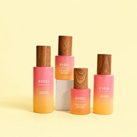 Flacon de lotion en verre rose et orange de 30g, 50g, 100g, 30ml, avec couvercle en bois de zèbre, vide, pour nettoyant visage, soins de la peau, emballage cosmétique