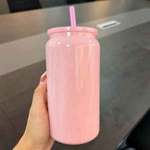 Nuevo Modelo de Vaso Aislado para Sublimación de 16 oz, Vaso de Acero Inoxidable Tipo Mason Jar con Pajita, Personalizable, Colorido, para Regalo - Product Image 4