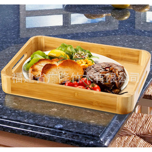 Bamboo Serving Tray Rectangular Solid Wood Tea Coffee Snack Plate For Kitchen Dining Room - Product Image 5