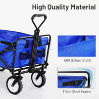 Chariot pliant à roulettes avec table intégrée, poignée réglable, housse de protection, chariot pliable pour camping en extérieur, capacité 150 kg, brouette