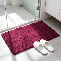 Tapis de bain luxueux en chenille à poils longs, absorbe instantanément l'eau, avec dos antidérapant pour une utilisation sûre dans la salle de bain, lavable en machine
