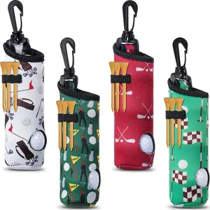 Portable Golf Ball Pouch/ golf bag accessories golf ball holder /Golf Ball Carry Bag with Tee Holder and Keychain Belt Clip.