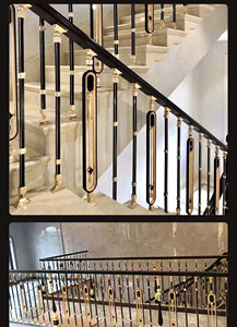 Escalier courbé traditionnel hérité SJ-B036 avec garde-corps en bronze et en aluminium moulé, et rampes métalliques pour villa et hôtel d'époque - Product Image 3