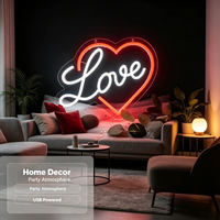 Ensemble d'enseignes néon LED en forme de cœur, lumière néon romantique pour mariage, décoration murale de la Saint-Valentin, enseigne néon personnalisée, accepte OEM ODM