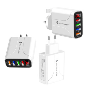 อะแดปเตอร์ USB หน้าจอดิจิตอล18W ปลั๊กเสียบผนังที่ชาร์จไฟสำหรับแล็ปท็อปโทรศัพท์มือถือรถยนต์ไฟฟ้าสำหรับกล้อง