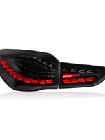 Feux arrière LED modifiés pour BMW X1 modèle 16-21, rouge, 12V, avec effet de lumière dynamique et éclairage à double motif d'ailettes de dragon.