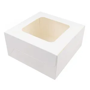 Kotak Kue Putih Kustom Hadiah & Pengiriman Kotak Kue Kemasan dengan Jendela Tampilan Tampilan Jelas