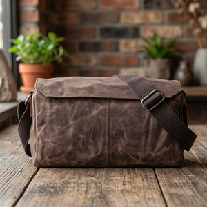 Messenger Canvas <b>Shoulder</b> <b>Bag</b> Dark Brown Adjustable Strap <b>Men's</b> Crossbody <b>Bag</b> - Product Image 4